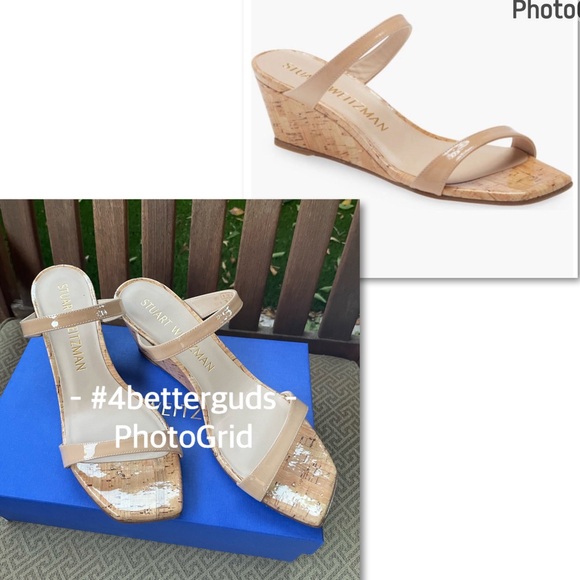 NEW Stuart Weitzman Aleena 50 Two Band Wedge Patent Leather Cork Sandal 10B 40.5 - Picture 6 of 16